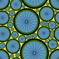 Seamless pattern with bike wheels. Bicycle wheels with tires, rims and spokes. Royalty Free Stock Photo