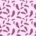 seamless pattern with bird feather. boho texture with elegant feather. Fashionable repetitive style with patterned elements