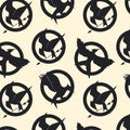 Seamless pattern with Bird signs Mockingjay. Vector