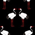 Seamless pattern with birds. Crane. Heron. Japanese pattern. Ornament with oriental motifs. Vector. Royalty Free Stock Photo