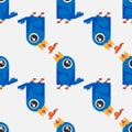 Seamless pattern of birds eating worms on a white background vector image