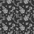 Seamless pattern with birds and plants