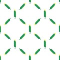 Seamless pattern with 8 bit pixel cucumber on a white background. Vector illustration. Old school computer graphic style