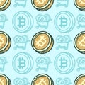 Seamless pattern Bitcoin cartoon