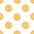 Seamless pattern bitcoin coin technology digital money internet currency flat design vector illustration