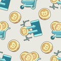 Seamless pattern Bitcoin currency cartoon