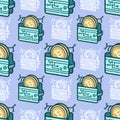 Seamless pattern Bitcoin wallet cartoon