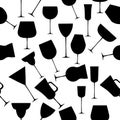 Seamless pattern of black alcoholic glass.