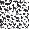 Seamless pattern with black animals silhouettes. Cute background Royalty Free Stock Photo