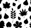 Seamless pattern with black autumn leaves Royalty Free Stock Photo