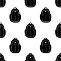 Seamless pattern with black backpacks on the white background. Royalty Free Stock Photo