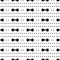 Seamless pattern with black bow tie and circles on the white background Royalty Free Stock Photo