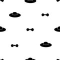 Seamless pattern with black bow tie and hats on the white backgr Royalty Free Stock Photo