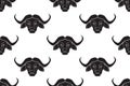 Seamless pattern of black buffalo head drawing Royalty Free Stock Photo