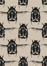 Seamless pattern with black bugs Royalty Free Stock Photo