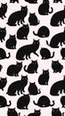 Seamless Pattern of Black Cats on a Light Pink Background Royalty Free Stock Photo