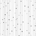 Seamless pattern. Black dot and line on white background. Repeated stripe pattern. Abstract vertical backdrop. Repeating delicate