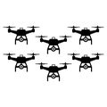 Seamless Pattern of Black Drone Silhouettes on White Background Royalty Free Stock Photo