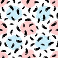 Seamless pattern with black footprint and colorful soft coloured