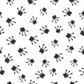 Seamless pattern with black frog footprints. Animal foot icon vector