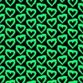 Seamless pattern black green heart brush strokes lines design, abstract simple scandinavian style background grunge texture. trend Royalty Free Stock Photo