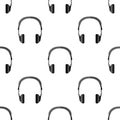 Headphones Flat Icon Seamless Pattern