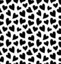 Seamless pattern with black hearts on the white background. Royalty Free Stock Photo