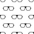 Seamless pattern with black Hipster Glasses. Unisex sunglasses texture Royalty Free Stock Photo