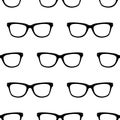 Seamless pattern with black Hipster Glasses. Unisex sunglasses texture. Vector illustration. Black and white background Royalty Free Stock Photo