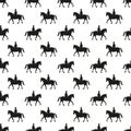 Seamless pattern with black horseman on a horse on a white background. Royalty Free Stock Photo