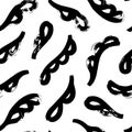 Seamless pattern with black leaves in naive style.