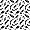 Seamless pattern with black leaves in naive style.