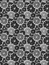 Seamless pattern of black lemon slices