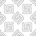 Seamless pattern with black outline S letter texture 7  8024, modern stylish image. Royalty Free Stock Photo