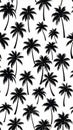 Seamless Pattern of Black Palm Tree Silhouettes on White Background Royalty Free Stock Photo