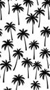Seamless Pattern of Black Palm Tree Silhouettes on White Background Royalty Free Stock Photo