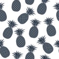 Seamless pattern of black pineapple silhouettes on a white background.