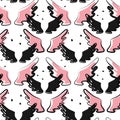 Seamless pattern with black and pink wings on white background Royalty Free Stock Photo