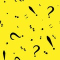 Seamless pattern with black punctuation marks. Yellow background. Vector illustration Royalty Free Stock Photo