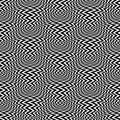 Seamless pattern of black resonating zigzag stripes. Repeatable optical art texture. Psychedelic abstract wallpaper