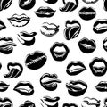 Seamless pattern with black lips