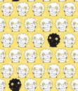 Seamless pattern with black sheep among white sheep