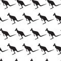 Seamless Pattern With Black Silhouette Kangaroo Animals Ornament