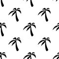 Seamless pattern with black silhouette palms. Isolated on white background.