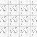 Seamless pattern of black silhouettes swallows