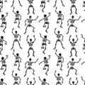 Seamless pattern with black skeletons. Day of the Dead pattern