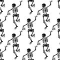 Seamless pattern with black skeletons.