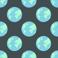 Seamless pattern of black space with planets Earth. Galactic pattern. Pattern for Earth Day