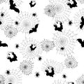 Seamless pattern of black spider web on white background Royalty Free Stock Photo