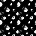 Seamless pattern of black spots and splashes. Black circles and blots. Vector Royalty Free Stock Photo
